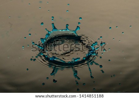 drops and splashes of water on a dark surface
