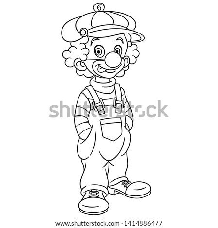  Cute cartoon clown. Childish design for kids coloring book.