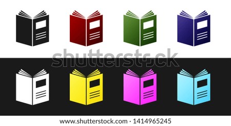 Set Open book icon isolated on black and white background.  Vector Illustration