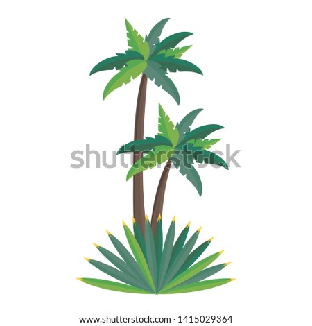 Beach palms trees with leaves cartoon isolated vector illustration graphic design