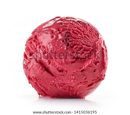 red cherry ice cream isolated on white background