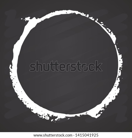 Round Frame, grunge textured hand drawn element, vector illustration on chalkboard background.