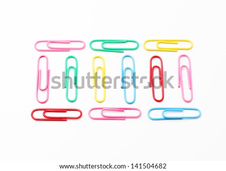 Colorful paperclips isolated on white