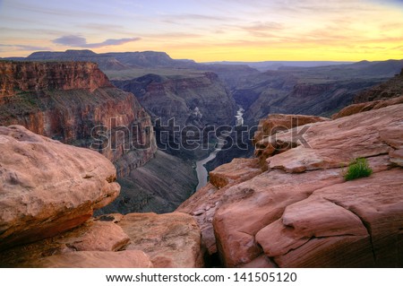 Grand Canyon - Toroweap Point after sunset Royalty-Free Stock Photo #141505120
