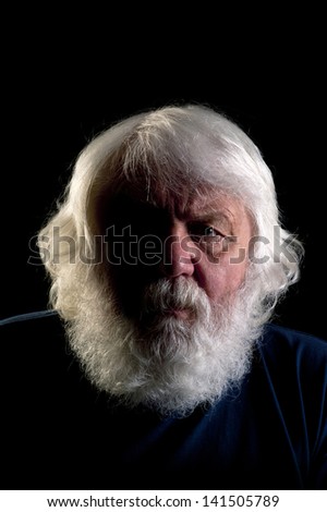 Senior Portrait - elderly hairy man with full white beard