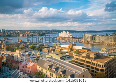 Downtown Sydney skyline in Australia from top view 