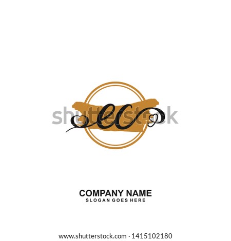 EC Initial handwriting logo vector
