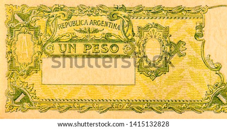 Portrait from Argentina 1 Peso 1947-5350 Banknotes. 