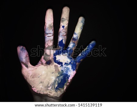 Artist's Hand After Playing with some Paints