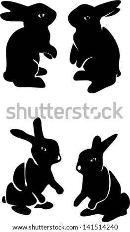 Set of chocolate bunny silhouettes