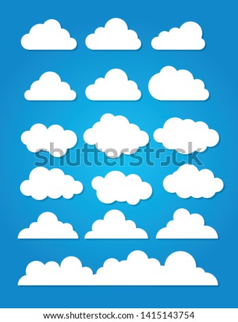 Set of Clouds in a blue sky. Clouds icon collection. Vector clouds for symbols for web & app UI design. 