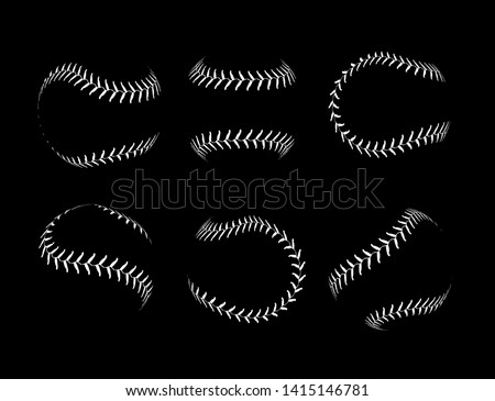 Baseball lace ball illustration isolated symbol set. Vector baseball background sport design.