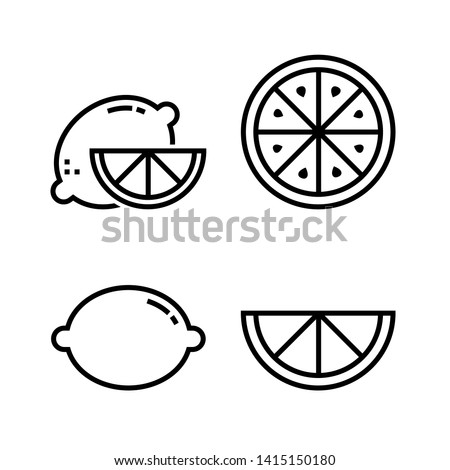 Lemon icons set. Simple design. Line vector. Isolate on white background. Royalty-Free Stock Photo #1415150180