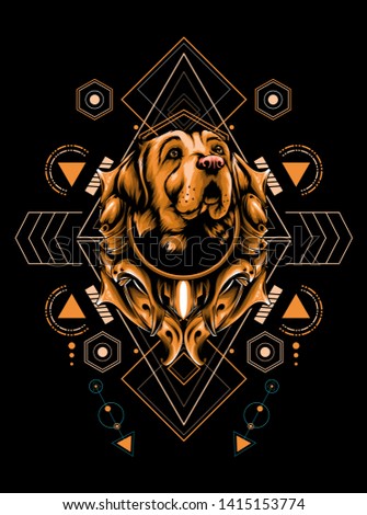 Brown dog with sacred geometry pattern