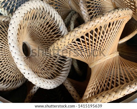 weaving rattan chairs for holding monk's bowl Royalty-Free Stock Photo #1415195639
