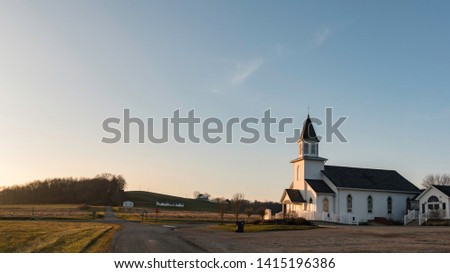 Glenford, Ohio/USA- January 5, 2019: Web banner of Hopewell United Methodist Church in rural Perry County, Ohio was first established in 1860 and has been at the present location for over 150 years. Royalty-Free Stock Photo #1415196386