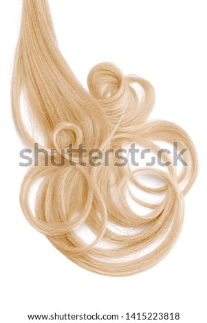 Curly blond hair isolated on white background. Circle shaped Royalty-Free Stock Photo #1415223818
