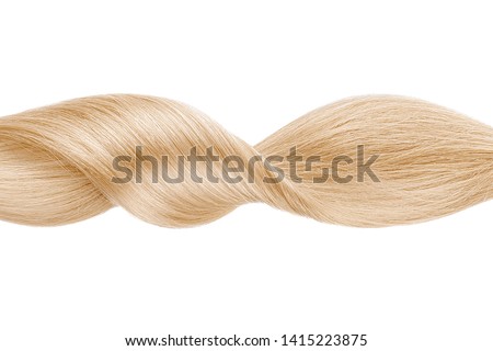 Blond shiny hair wave, isolated over white Royalty-Free Stock Photo #1415223875