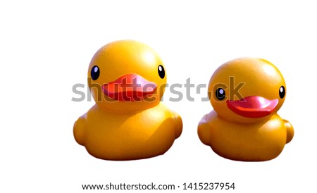 Big yellow rubber duck on a white background