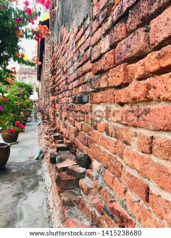 Old Red Brick Wall Architecture Textured Surface Background 