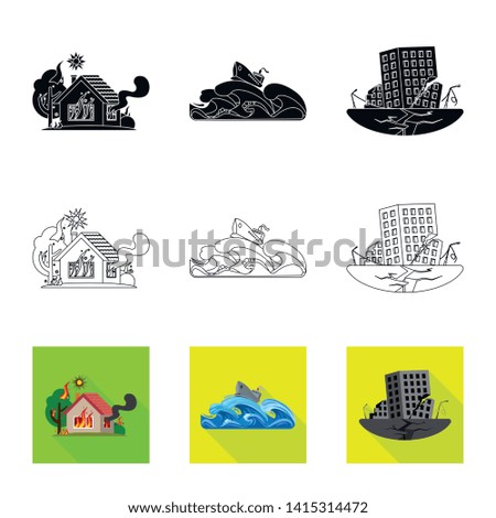 Vector design of natural and disaster icon. Collection of natural and risk vector icon for stock.