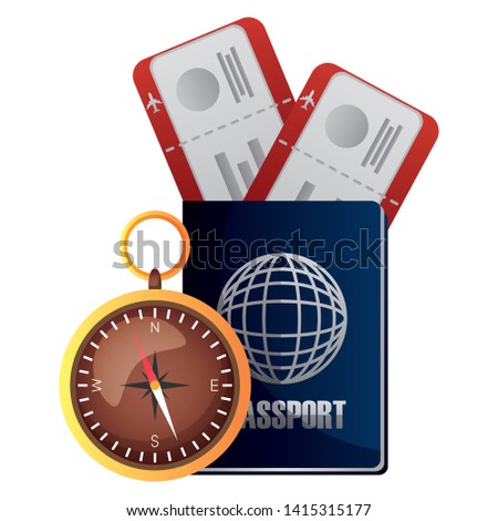 summer time holiday passport compass air tickets vector illustration