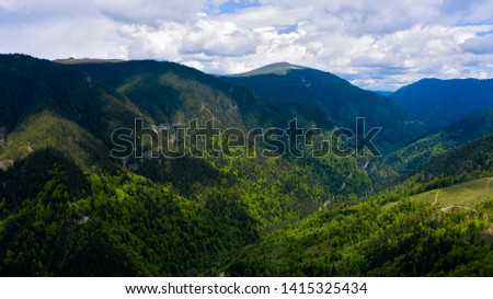 The Mountain Ridge Covered Forest. Mountain Landscape.