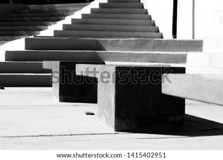 Steps and benches on a town square