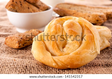 Selective focus in the middle of Serbian cheese pie
