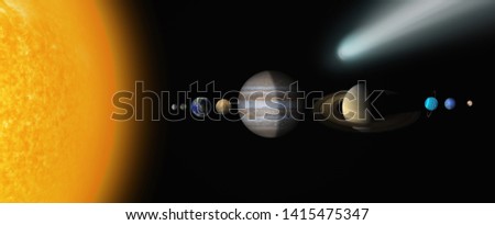 Solar System with comet"Elements of this image furnished by NASA "