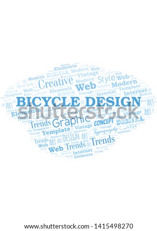 Bicycle Design word cloud. Wordcloud made with text only.