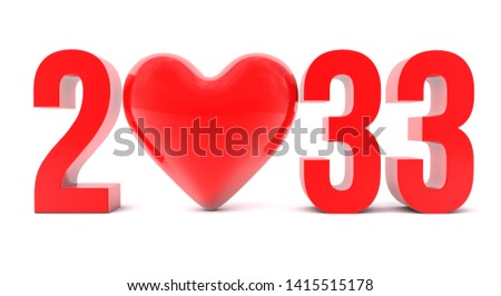 Happy new year 2033 Text with heart 