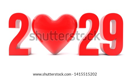 Happy new year 2029 Text with heart 