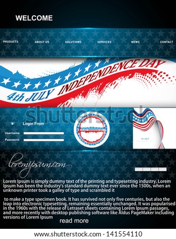 4th of july website template vector illustration