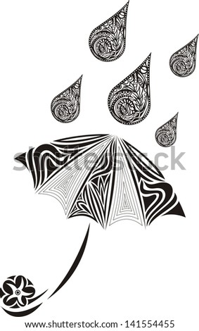 Umbrella rain drops vector illustration
