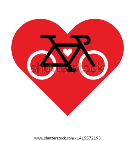Bicycle lineart icon inside the heart. I love bicycle vector sign for bike addicted.