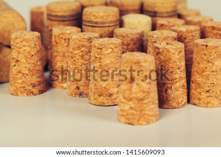 Heap of used vintage wine corks close-up