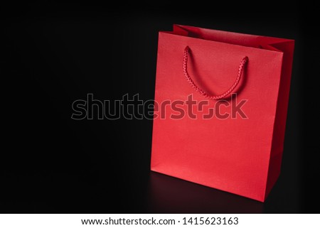 Blank Red Paper Shopping Bag With Black background