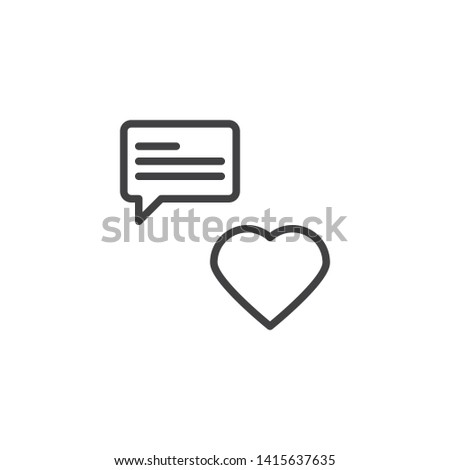 Love chat message line icon. linear style sign for mobile concept and web design. Heart and speech bubble outline vector icon. Romantic conversation symbol, logo illustration. Vector graphics