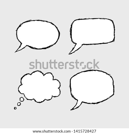 Set of hand-drawn speech bubbles on the green background