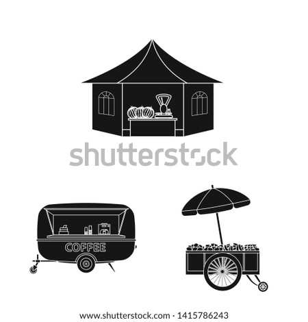 Isolated object of market and exterior sign. Set of market and food bitmap icon for stock.