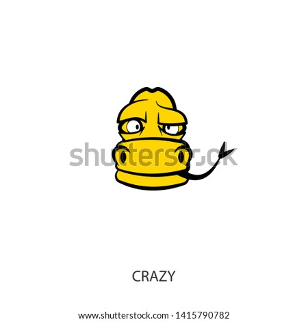The head of a funny cool python on a white background. Sticker, pattern, background, wall decoration. Vector illustration. Snake cartoon character. Crazy!