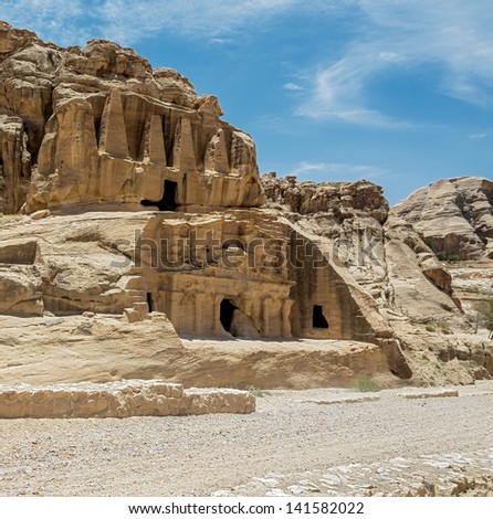 One of the tombs in the ancient city of Petra (Treasury, el Khazneh) - Jordan