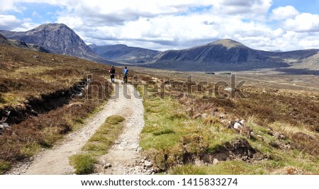 West Hiland Way Track, landscape between Bridge of Orchy and Kingshouse, long distance hike - Scotland, UK Royalty-Free Stock Photo #1415833274