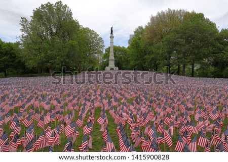 Memorial day in Boston Commons, Americans Flags for every solder from Massachusetts