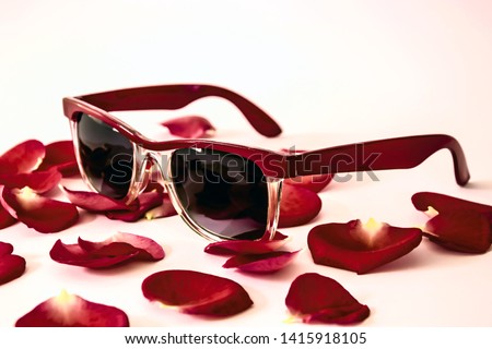burgundy wine-colored rose petals sunglasses