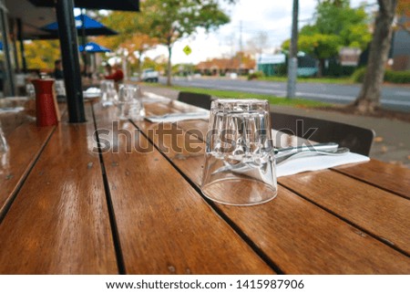 Table setting outside Cafe overlooking the street