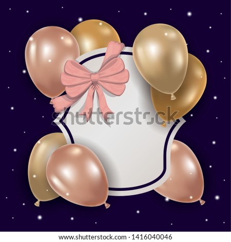 Balloons with bowtie and label design vector illustration