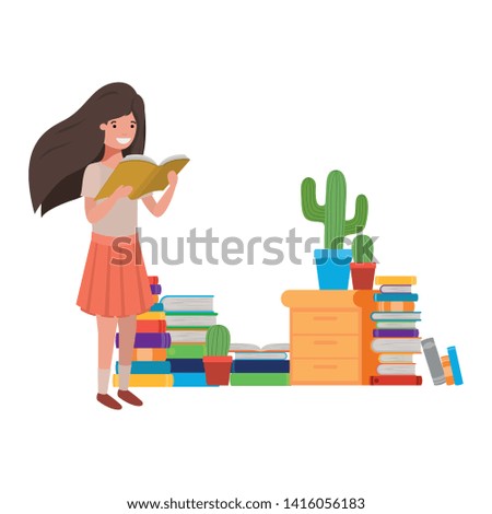 student girl with reading book in the hands