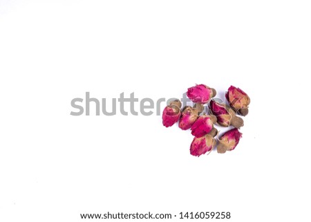 Close up background isolated rose dried flower tea